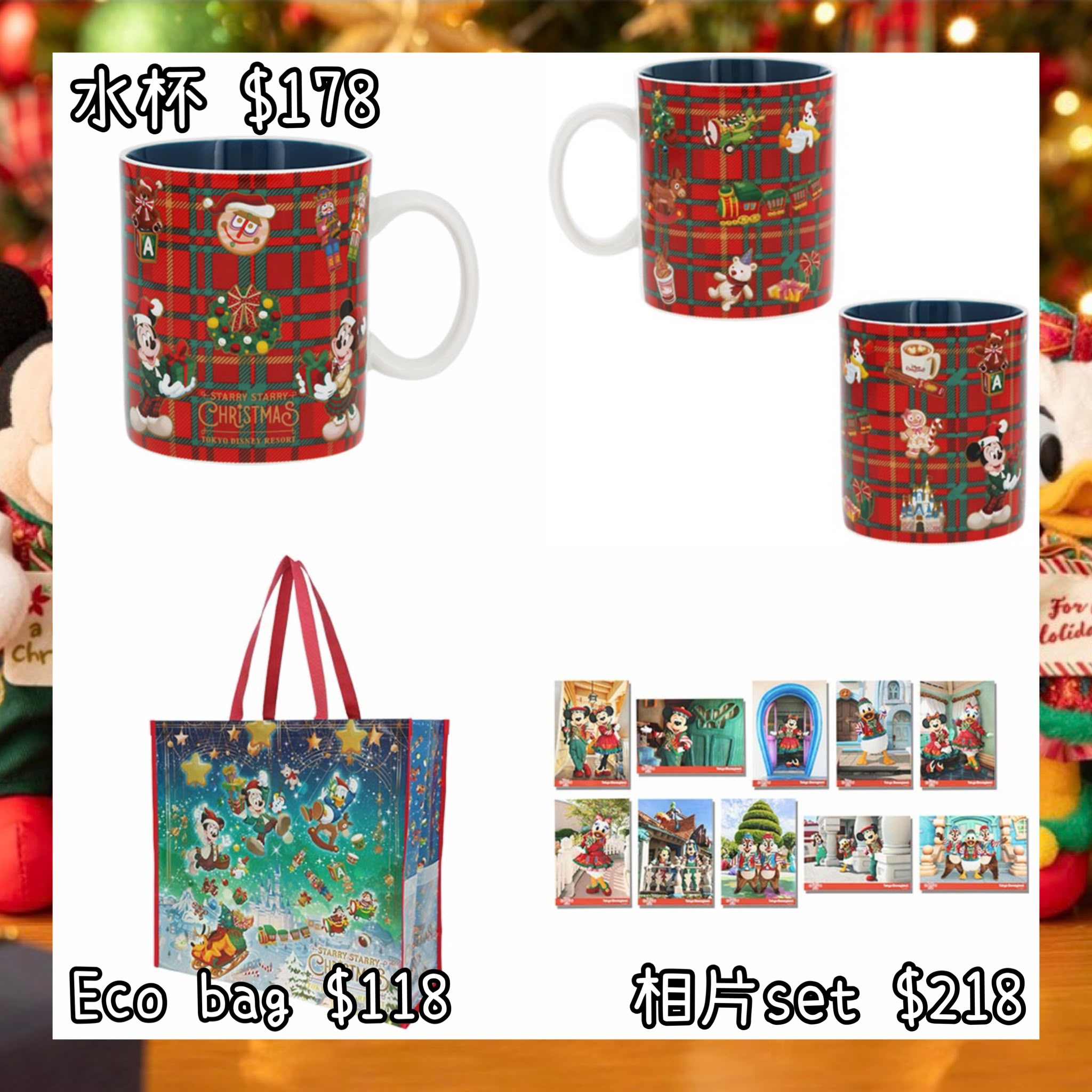 ：日本：2026 XMAS DISNEYLAND 園區產品 STARRY STARRY CHRISTMAS 10/11 日本發賣 水杯 ECO BAG 相片 SET