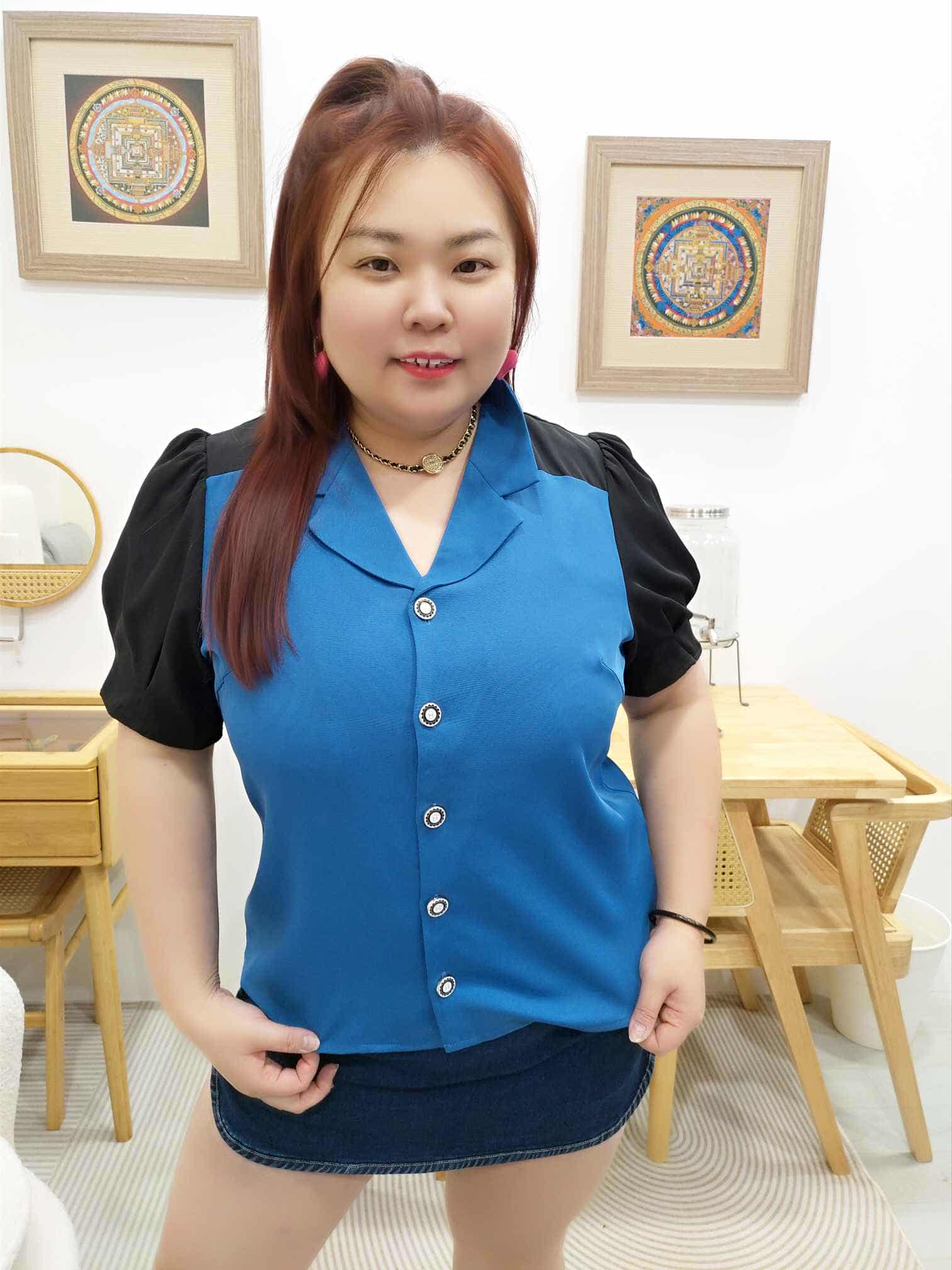 OTA06 BE#281832 拼色翻领设计款上衣