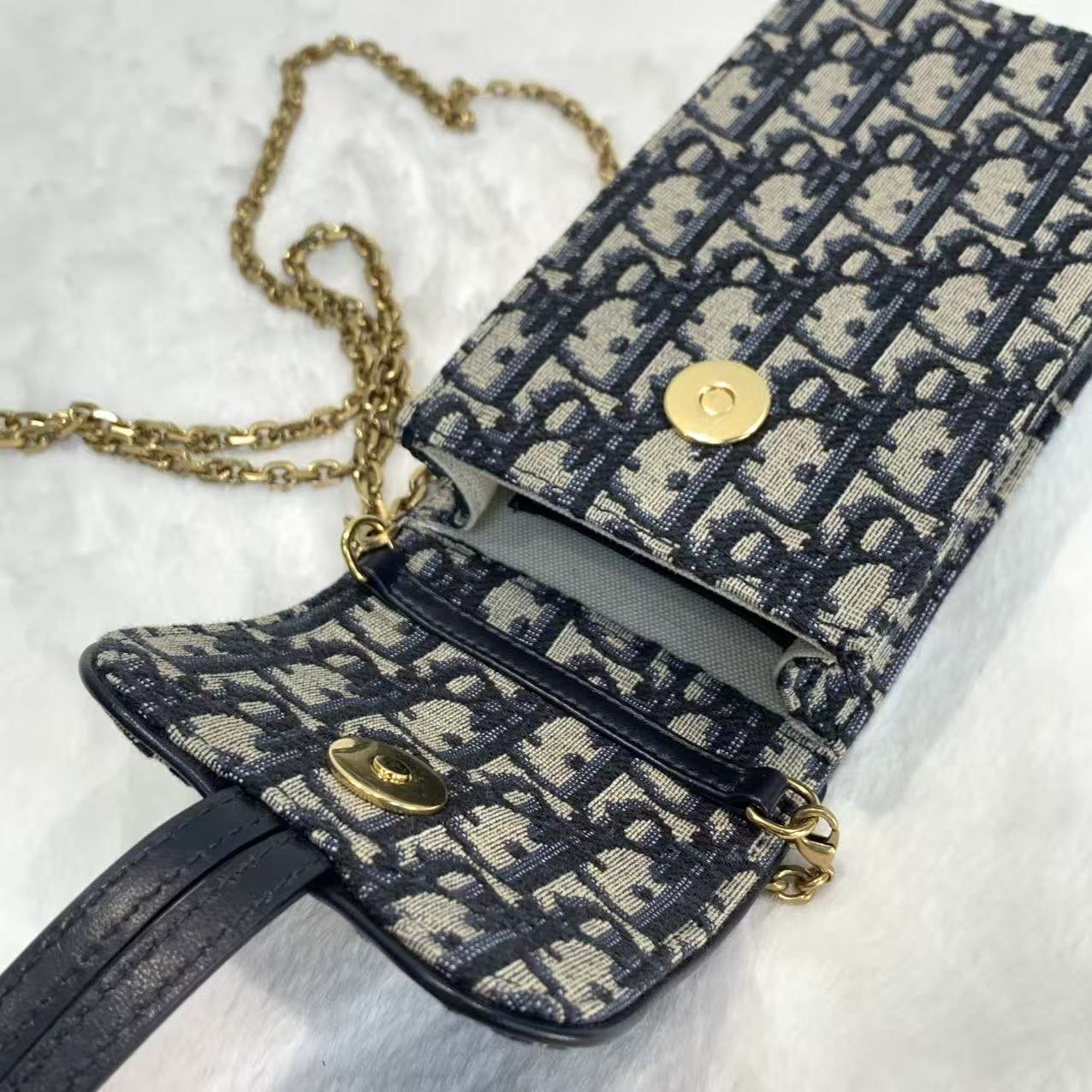 DIOR Saddle手機包 竪版刺繡經典老花印