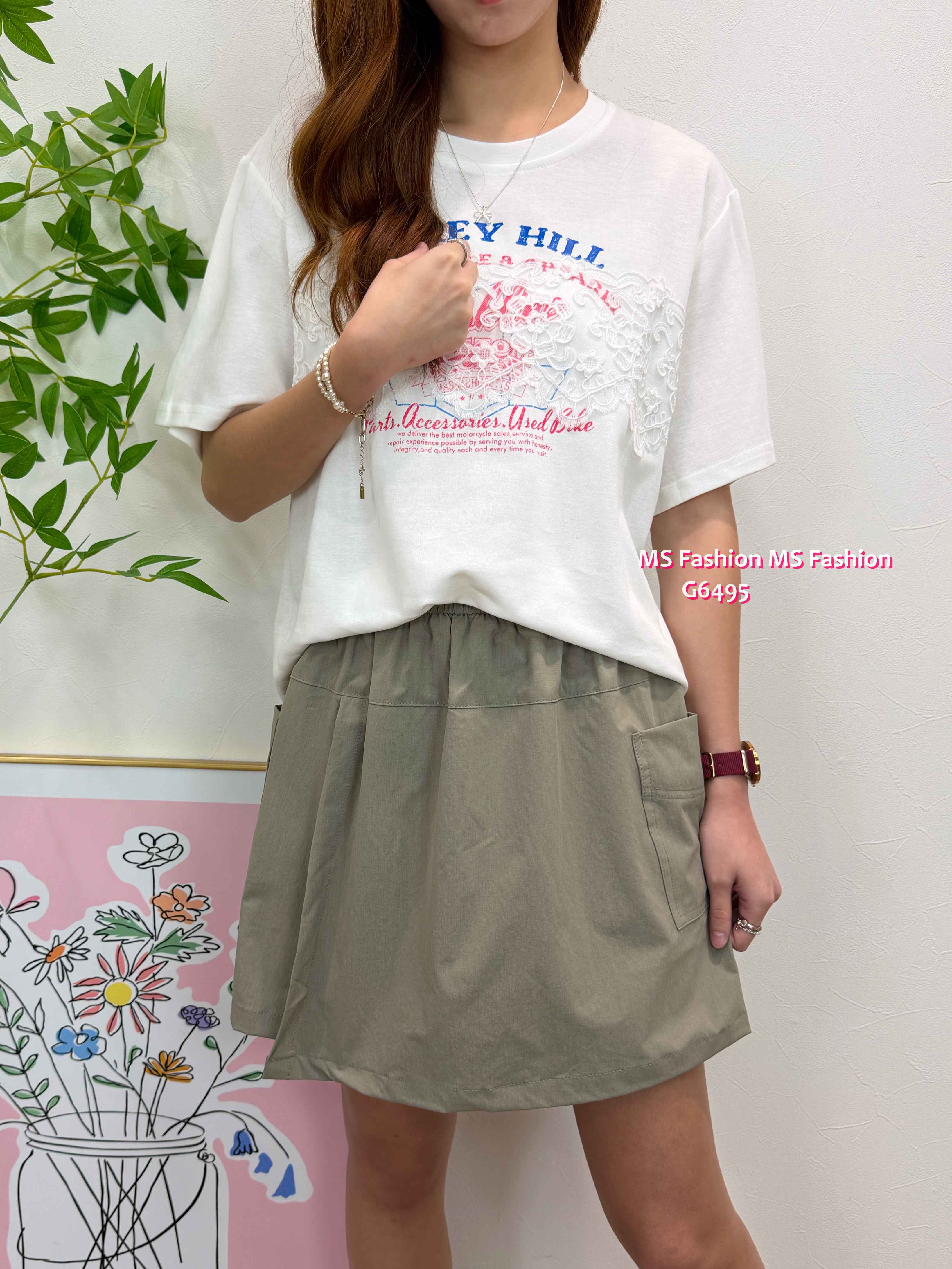 G6495 拼lace字母tee仔