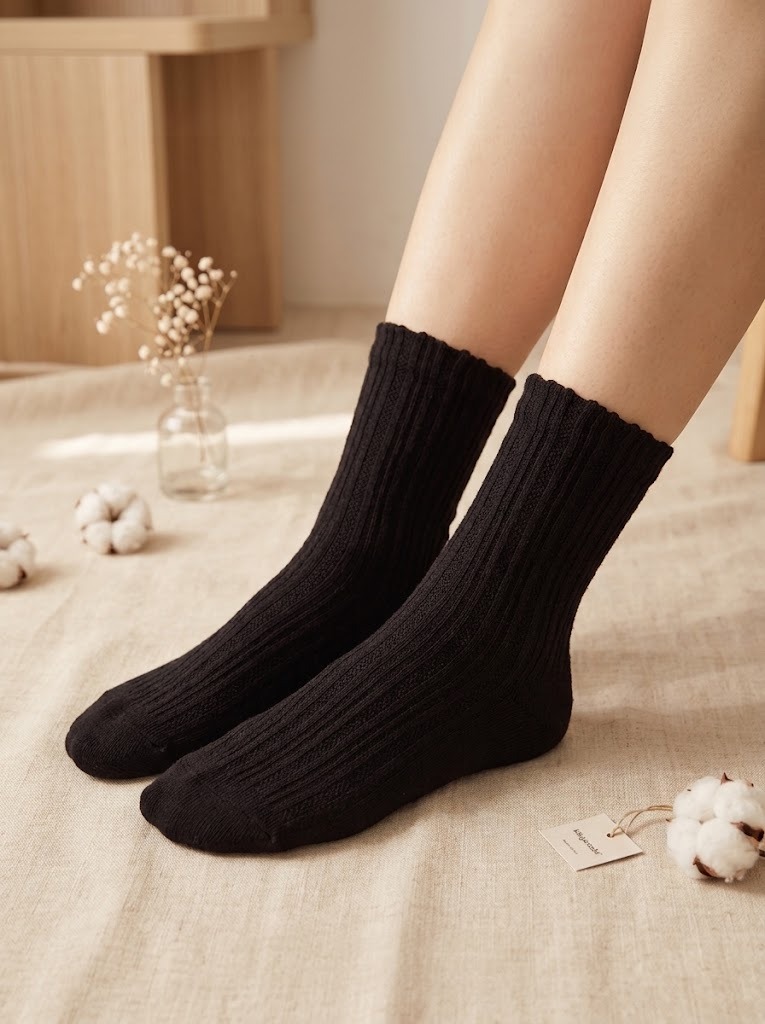 Korean Ribbed Classic Women's High Crew Socks