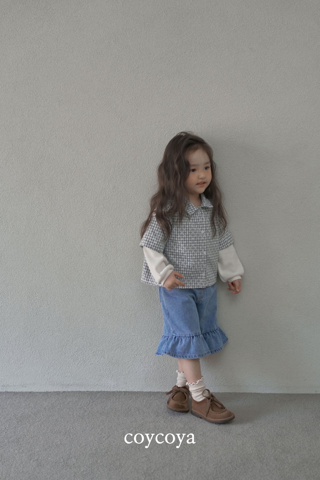 🌸預訂 韓國直送🌸🇰🇷COYCOYA兩色荷葉邊寬鬆牛仔褲