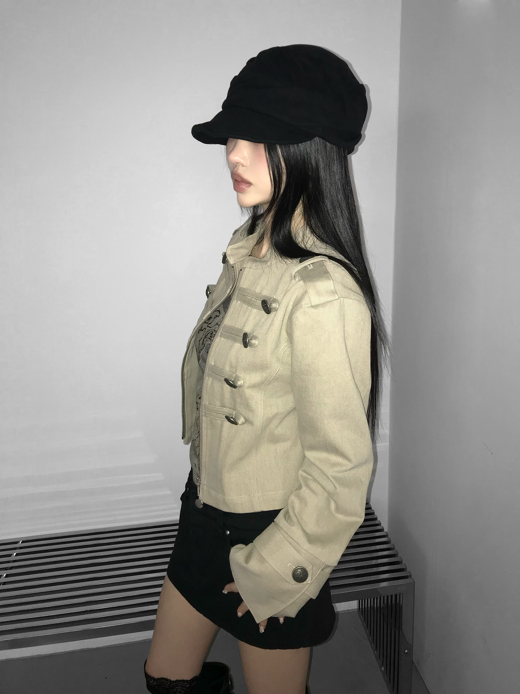 Vintage Zip Front Cropped Jacket