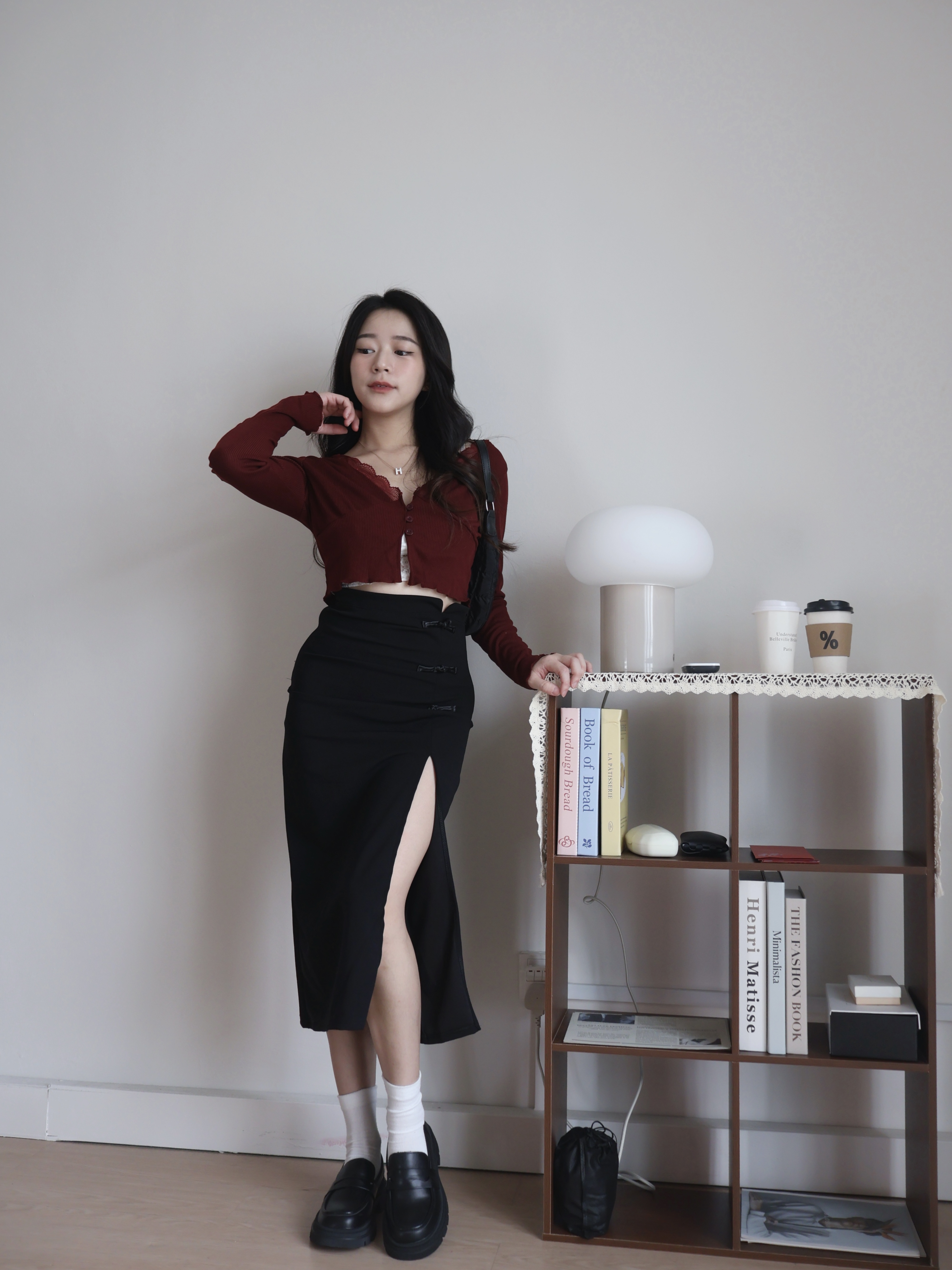 Jean Side-Slit Skirt | Black