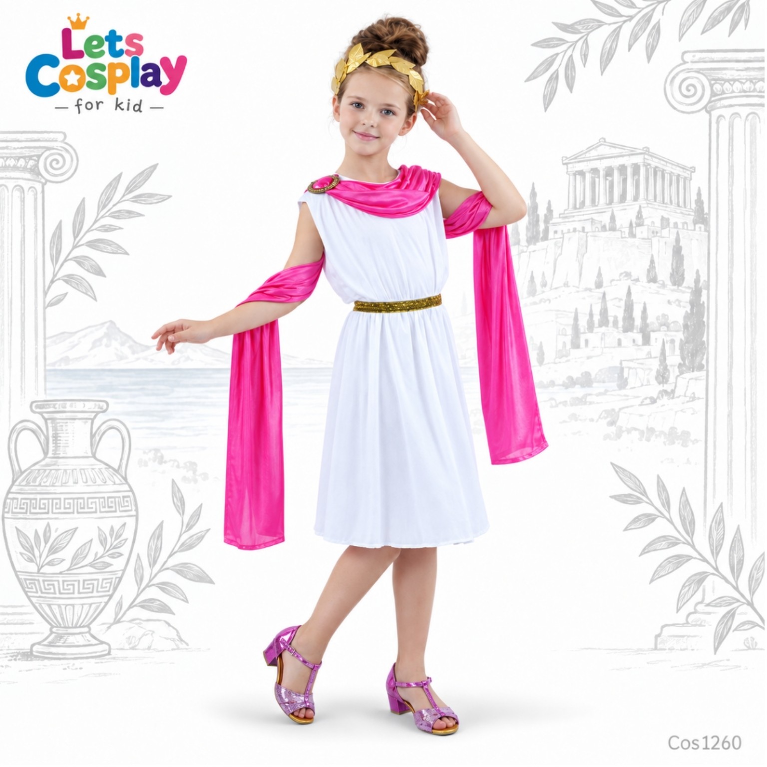 兒童希臘女神服裝｜Greek Goddess Costume 學校文化日表演服｜Lets Cosplay COS1260
