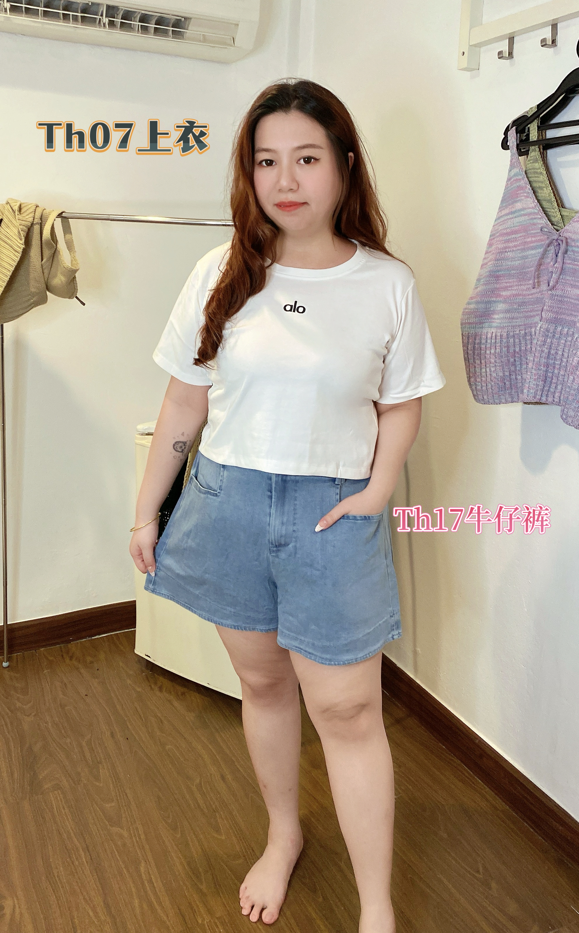 TH17-舒服柔软牛仔阔腿短裤