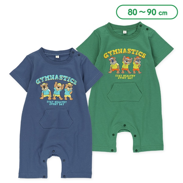 🇯🇵預訂 日本直送🇯🇵兩色美式休閒復古熊仔前後印花口袋短袖連身服