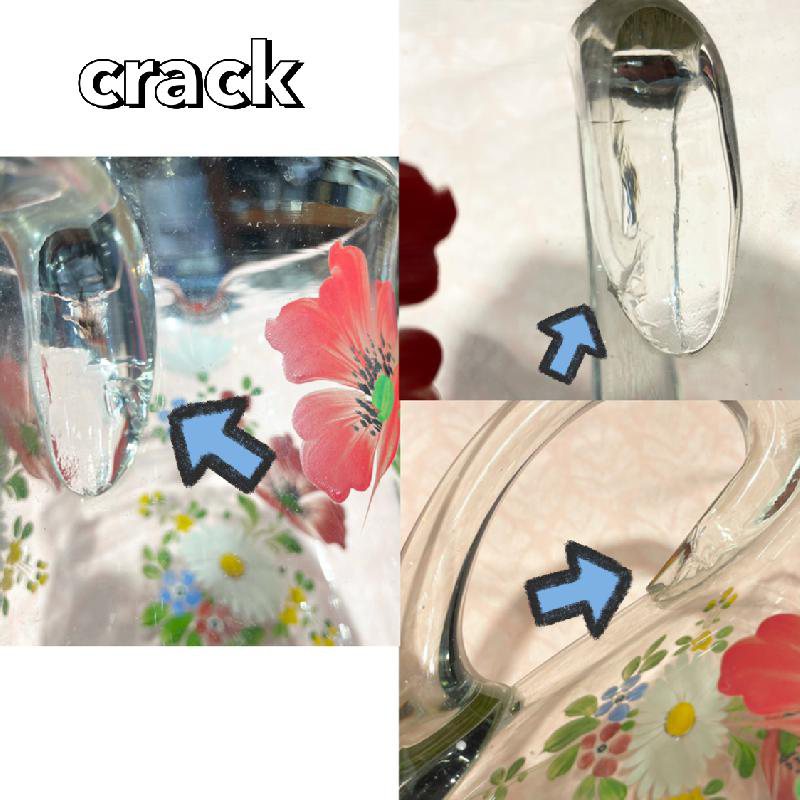 C.a. 1920s Art Deco Czechoslovakia Hand-painted Folk Floral Pattern Czech Water Jug/Pitcher (GE006)