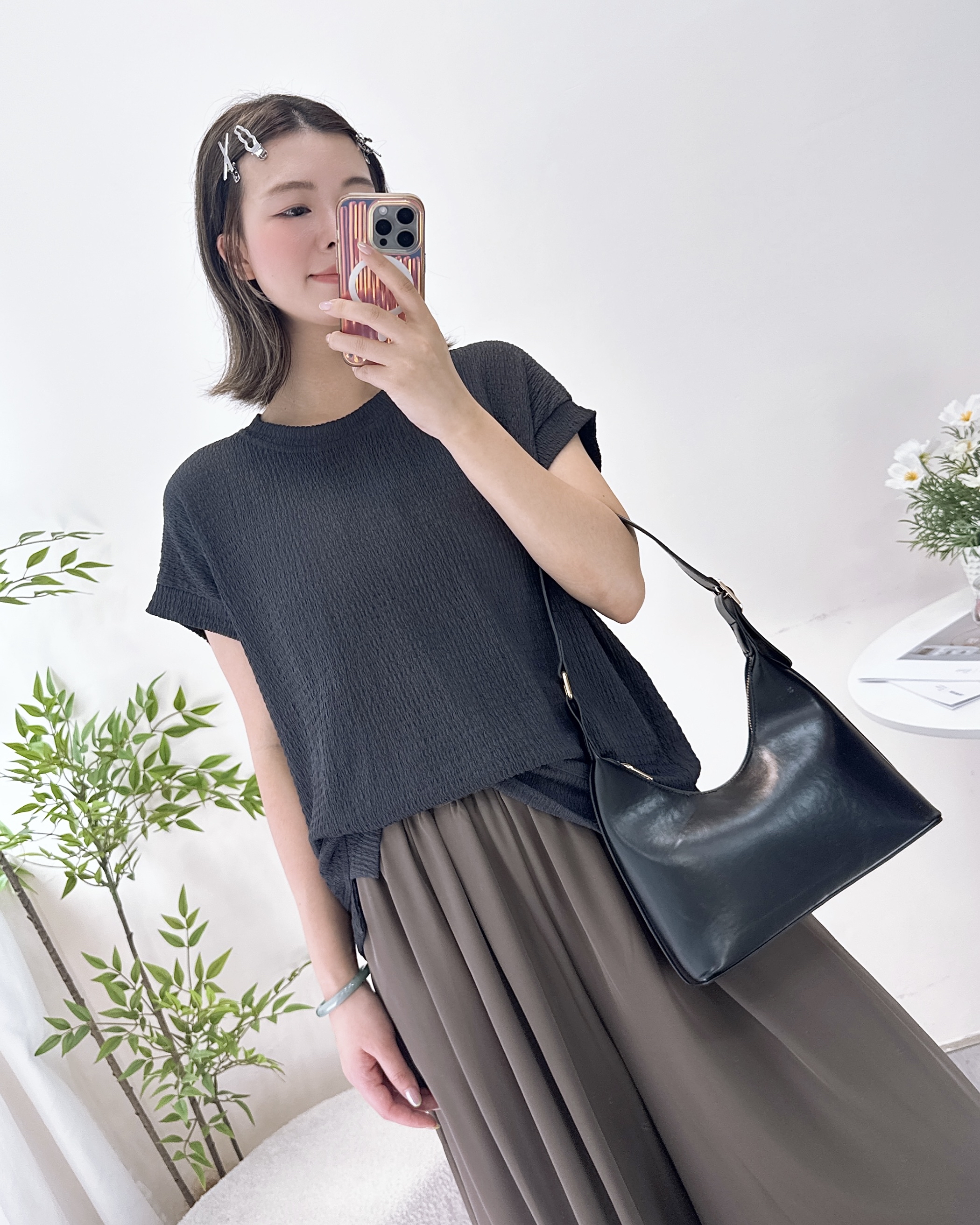 長青通爽淨色皺紋料上衣 4色