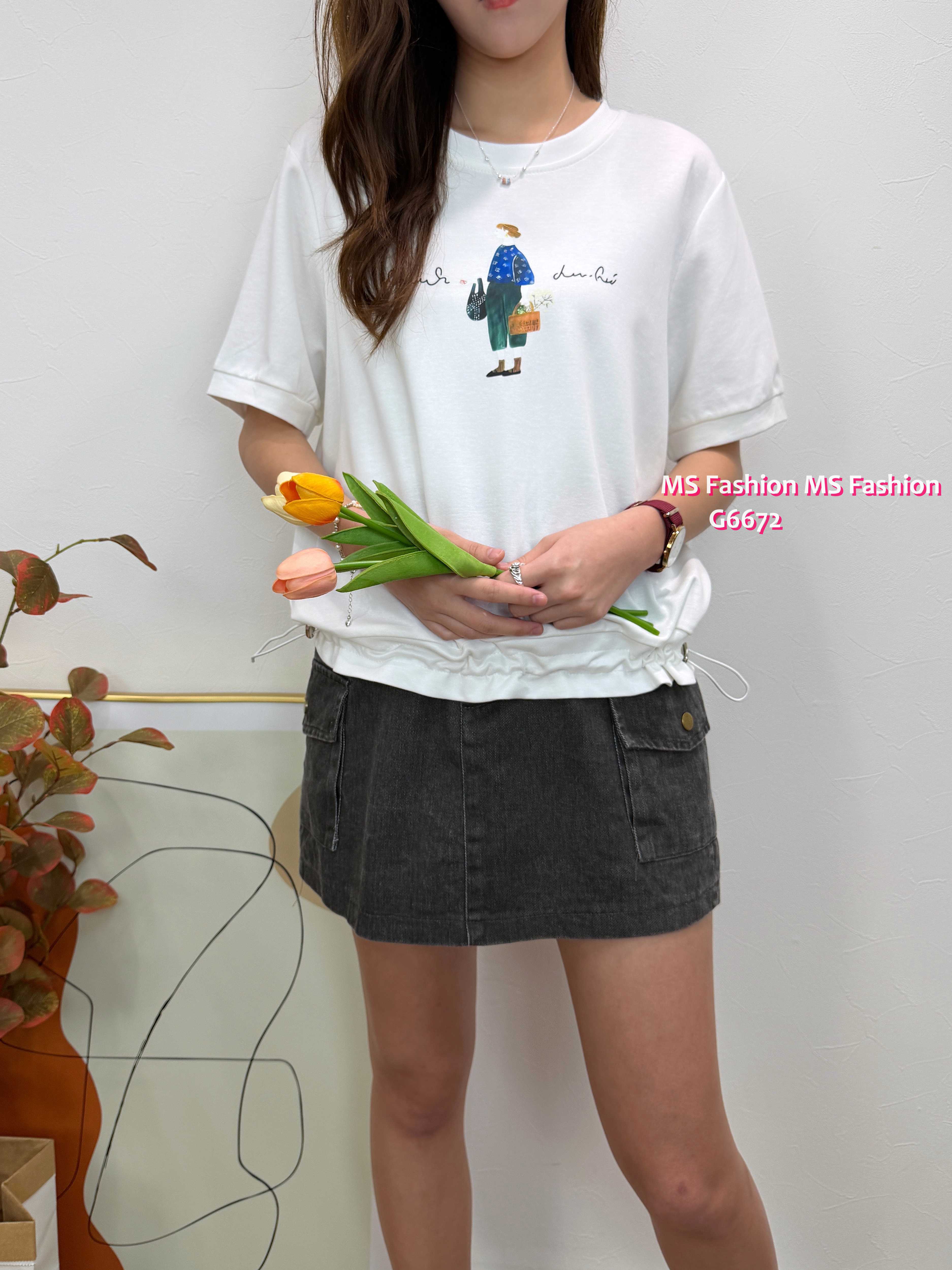 G6672 挺棉料靚print top