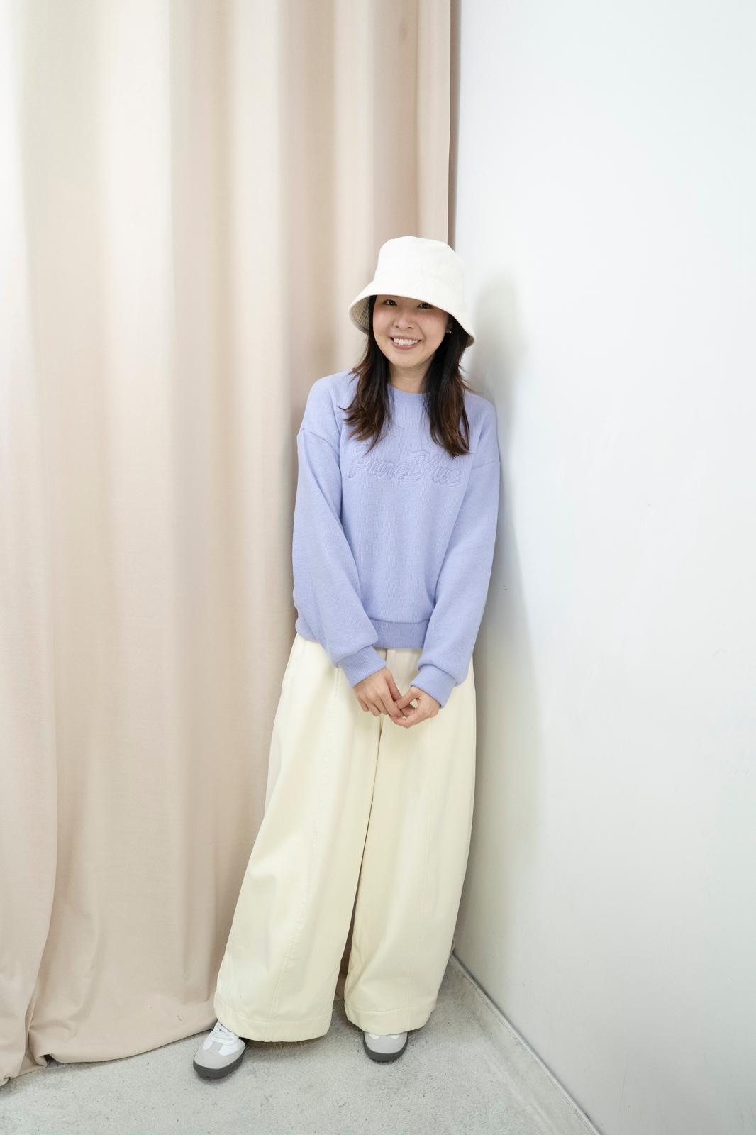 可機洗免燙軟糯文字上衣（淡紫色）