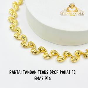 MYDORA Rantai Tangan Tears Drop Pahat 1C l EMAS 916/22K
