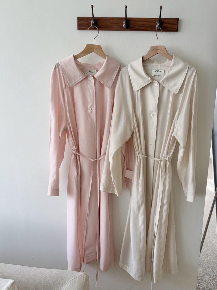 Silky Belted Trench Coat (Ivory)