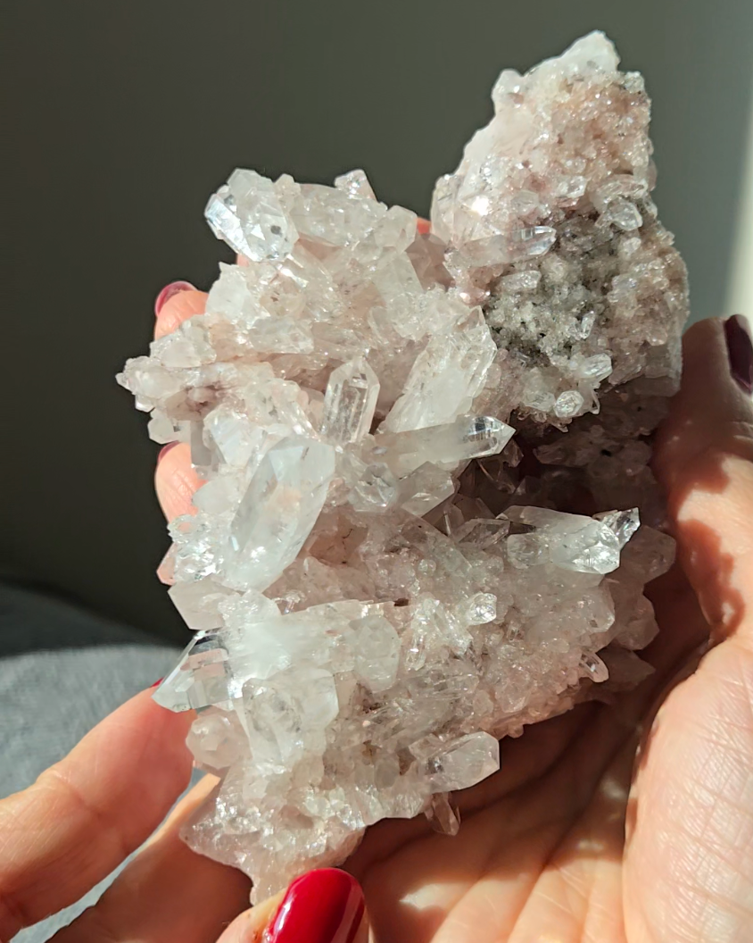 Pink Lemurian cluster with double terminations - LQ550