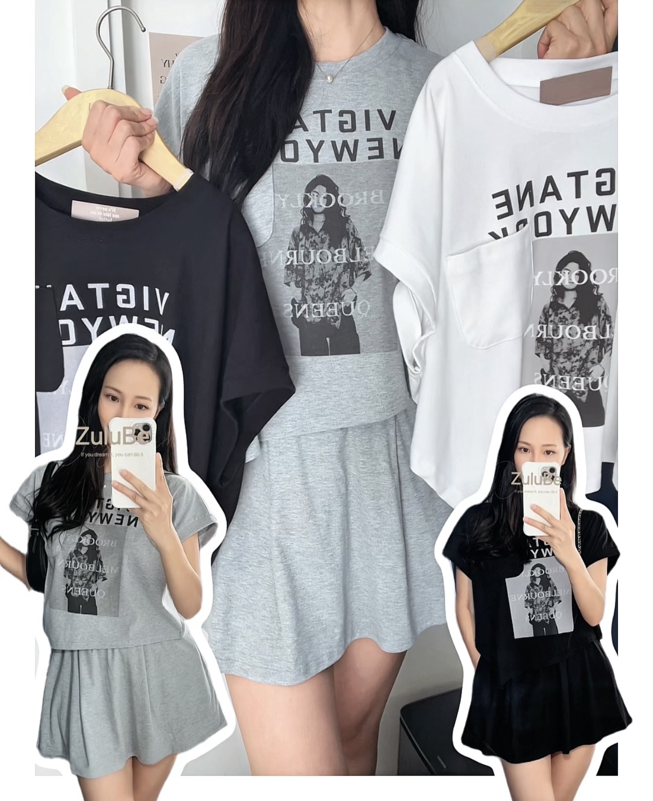 🇰🇷斜腳短袖Top ( 2色入）🛒現貨