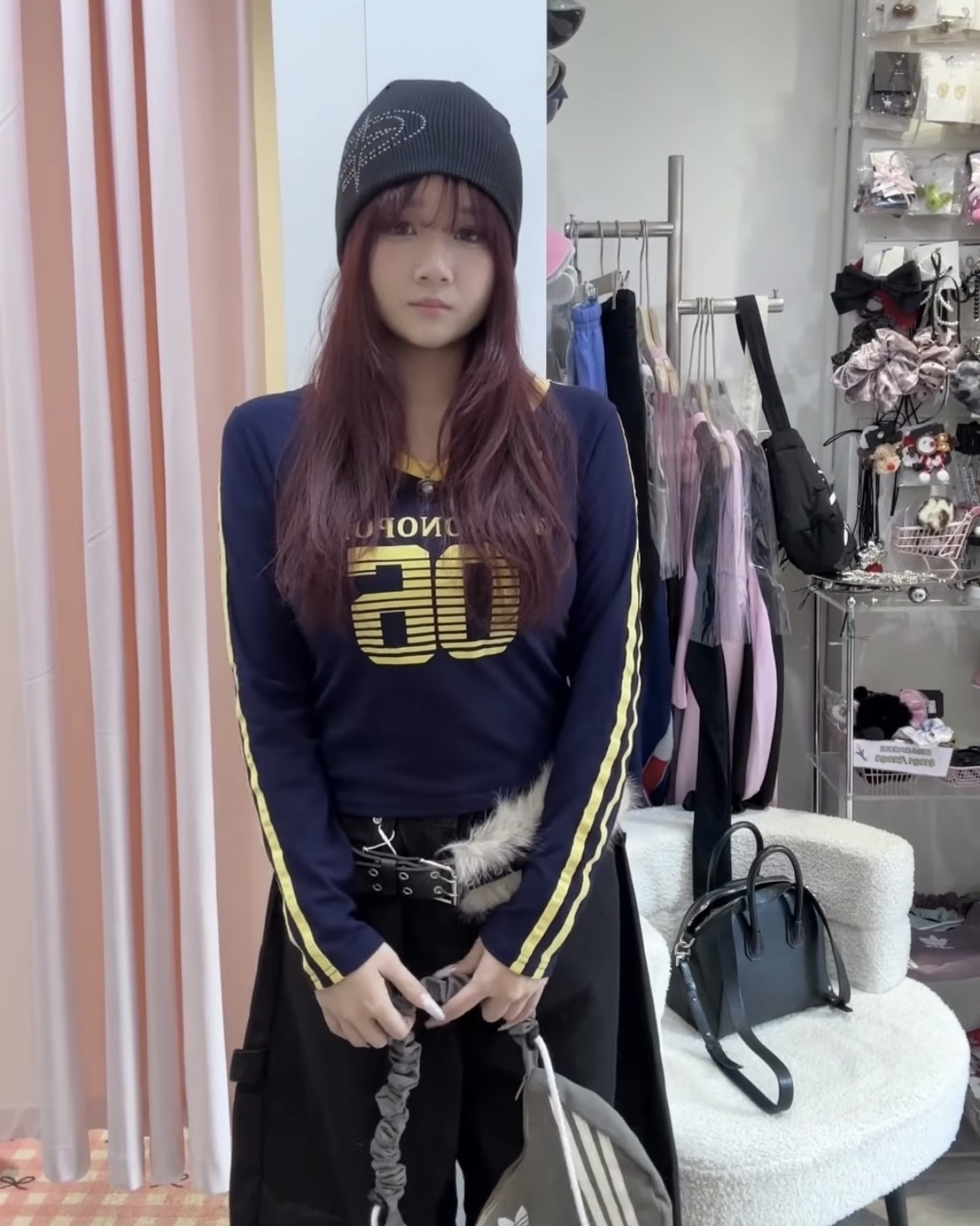 韓國Y2K貼石標誌冷帽