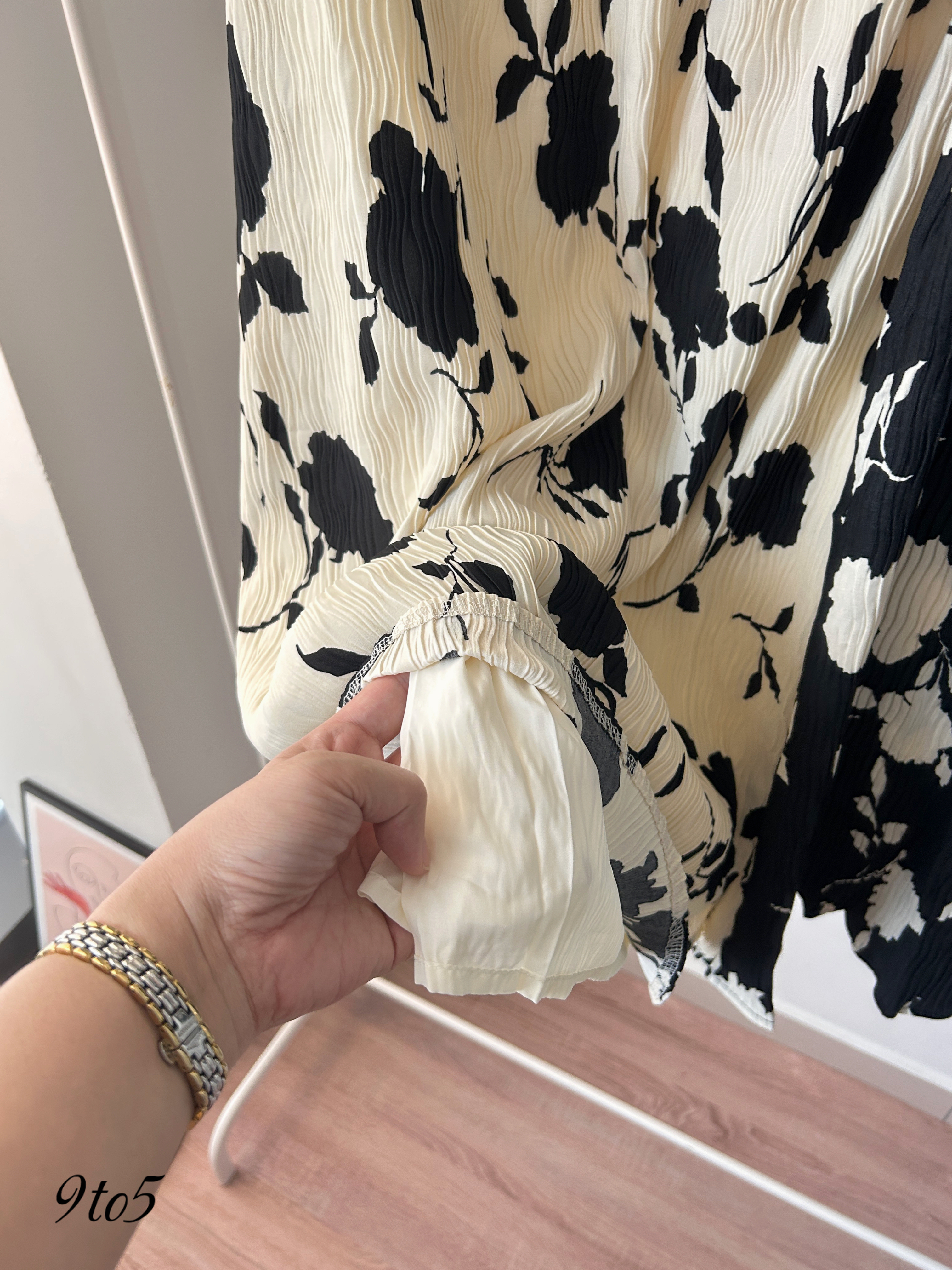 S2035 A-line Midi Skirt - Black & Cream