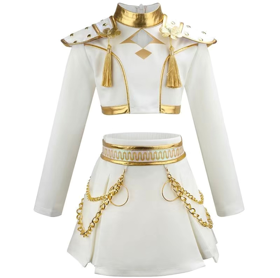 獵魔女團白金色衣服 兒童Cosplay服裝 女童角色造型套裝 高級舞台表演服 Lets Cosplay cos1159