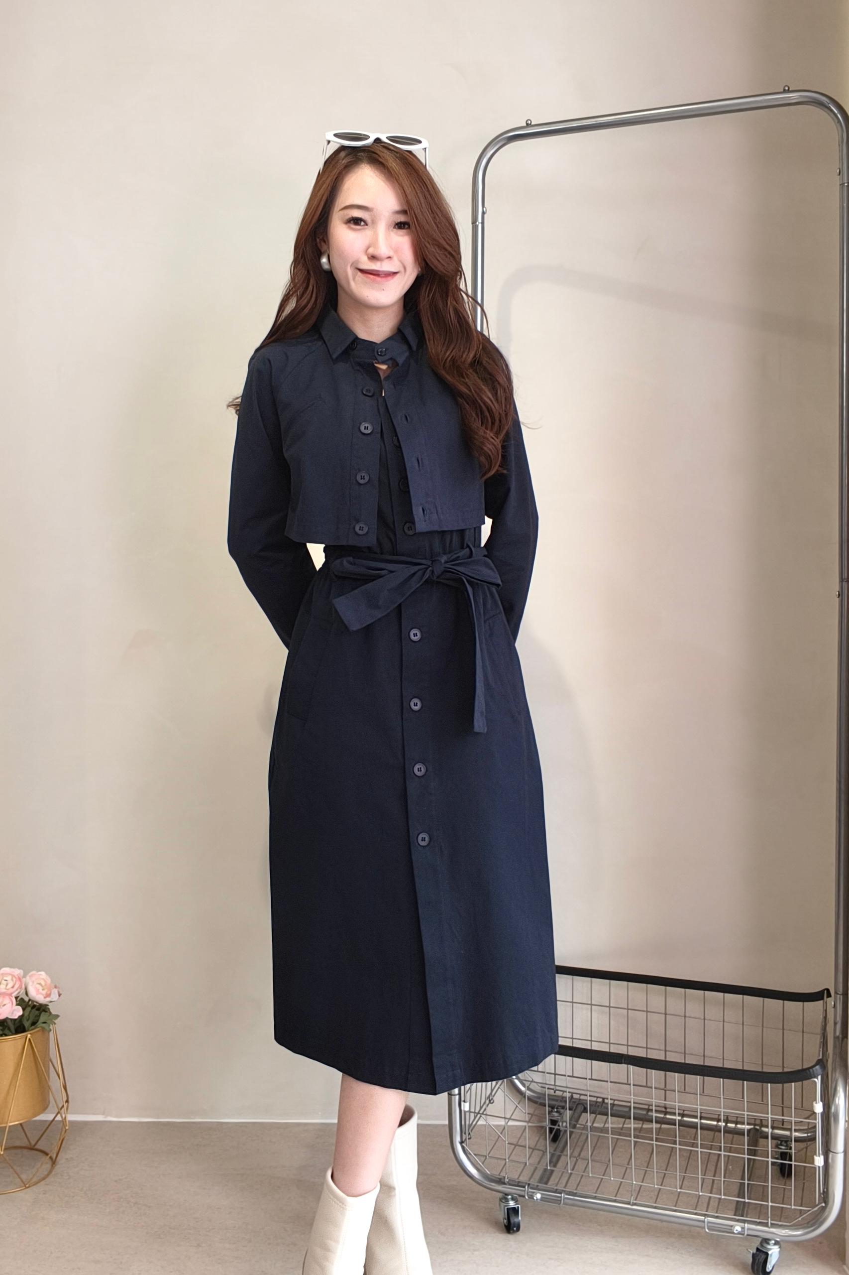 CD2106 Structured Belted Shirt Dress