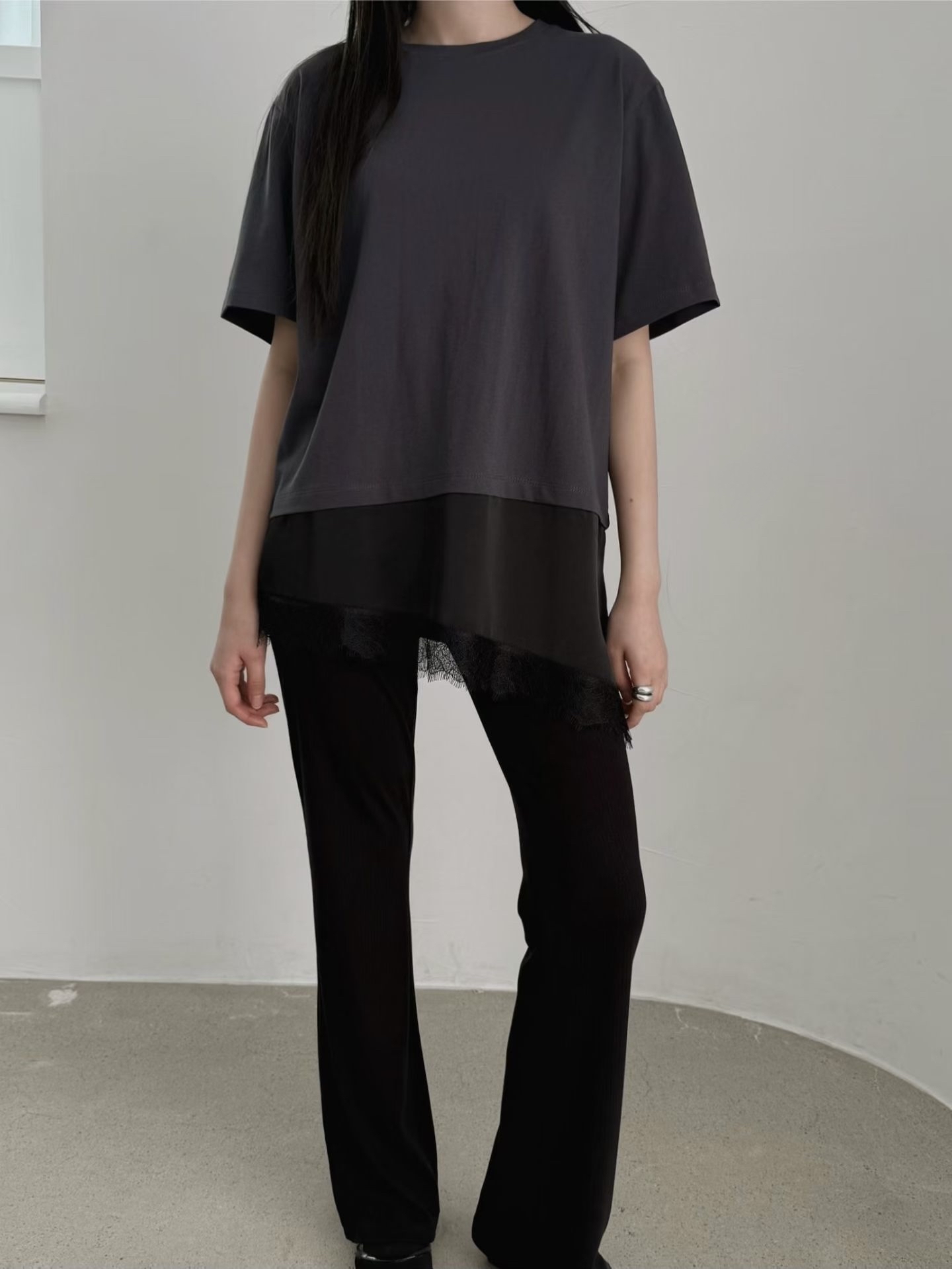 Lace 色丁腳cotton Top