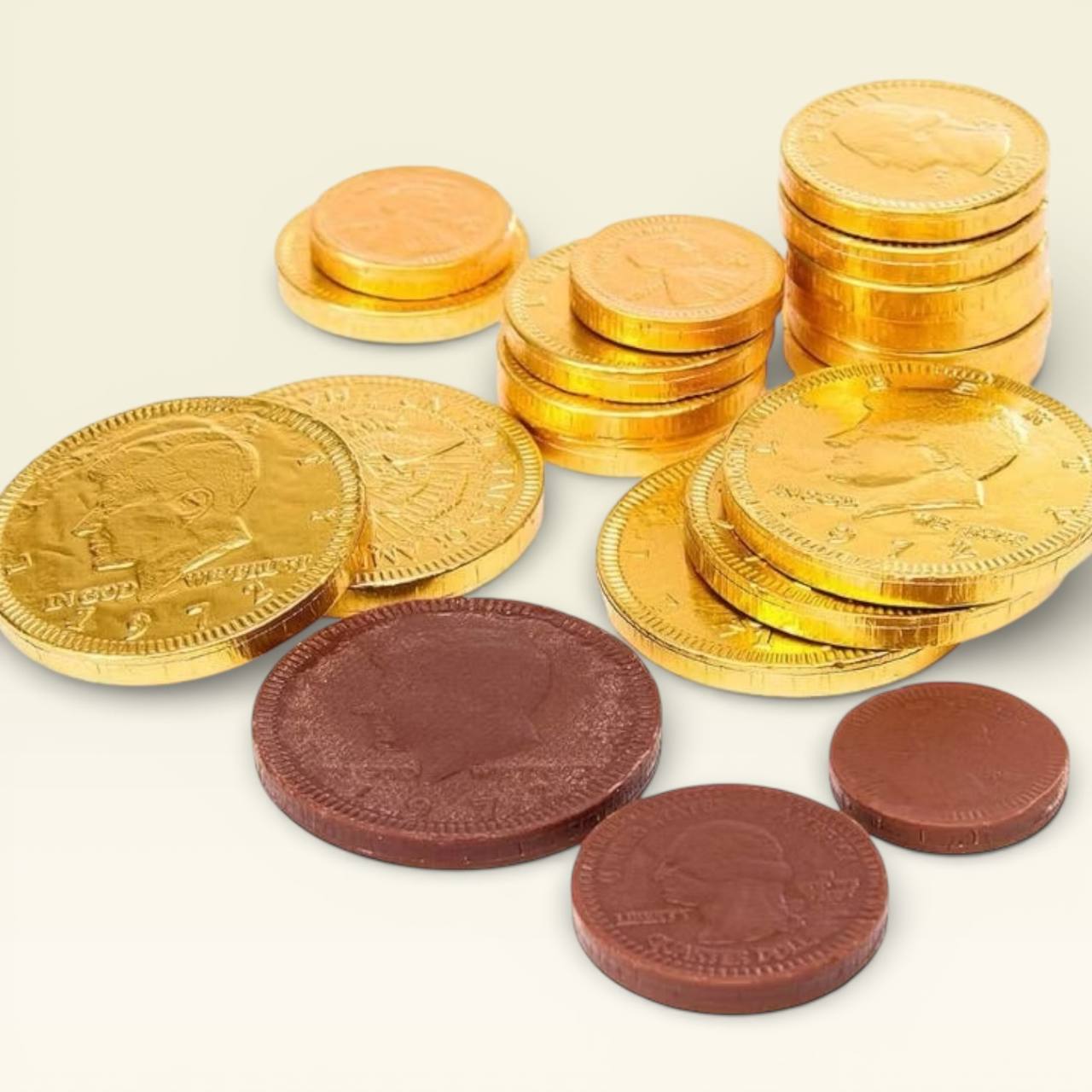 (GOLD) 100PCS Se7en Penguin gold coin Chocolate Coklat 金币巧克力 (diameter =3.5cm)