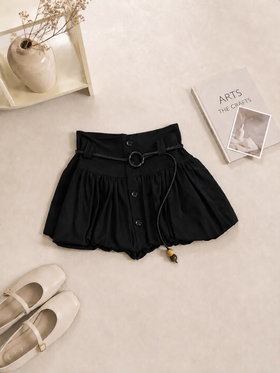A021022 High Waist Bubble Skirt with Belt