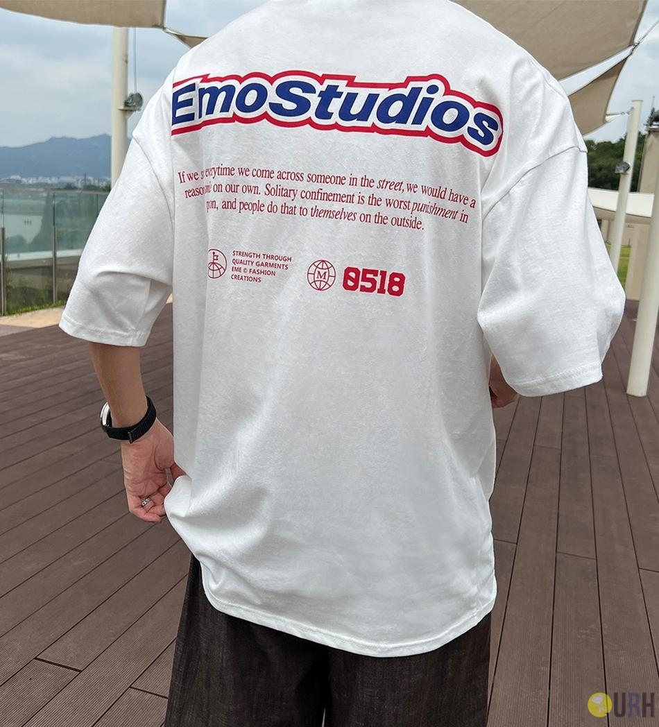 【100%保證韓國直送】Emo Studios 街頭前後標誌英文字母印花寬鬆落肩短袖Tee 👕 [3 color] RG165923