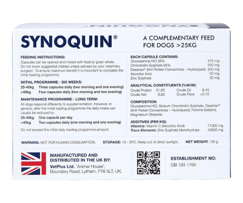 VetPlus Synoquin EFA 舒骼健 關節補充劑 大型犬25kg或以上120粒