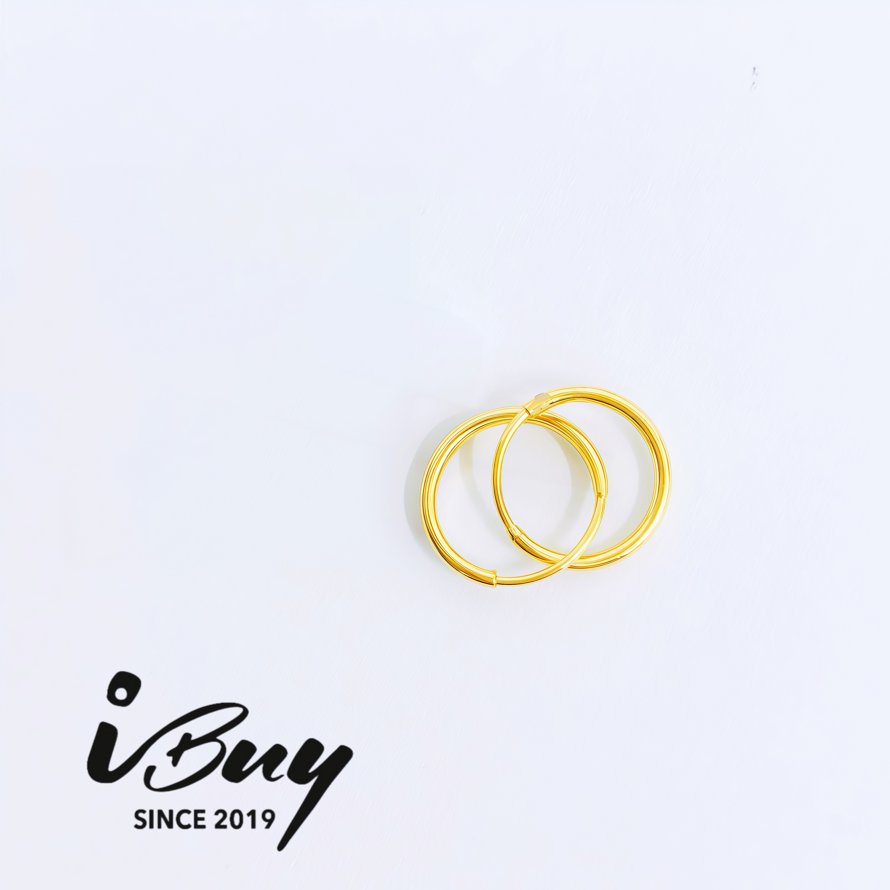 999 GOLD PLAIN ROUND HOOP EARRING 999 金 光身耳圈