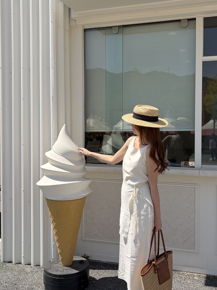 Boat Neck Layered Dress (Ivory)