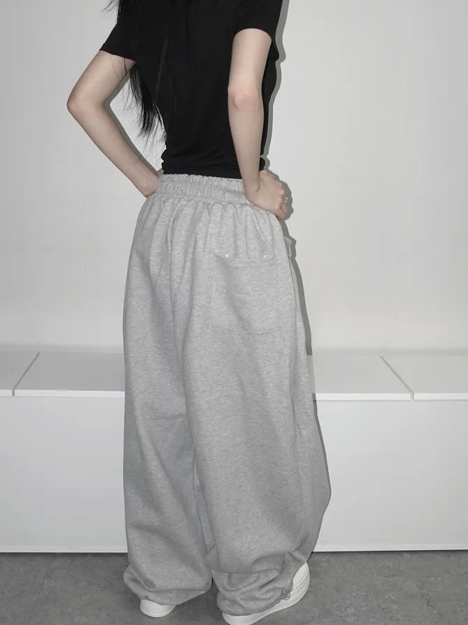 Oversized Curved Wide-Leg Sweatpants(Unisex)