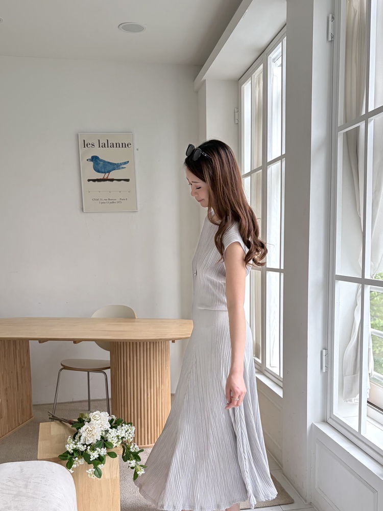 Elea Ribbed Flowy Dress (Mint)