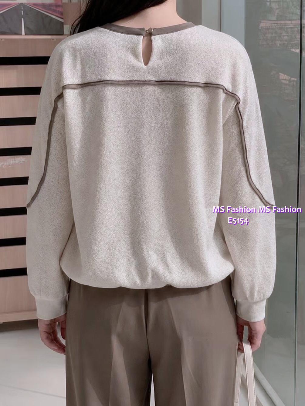 E5154 拼色邊top