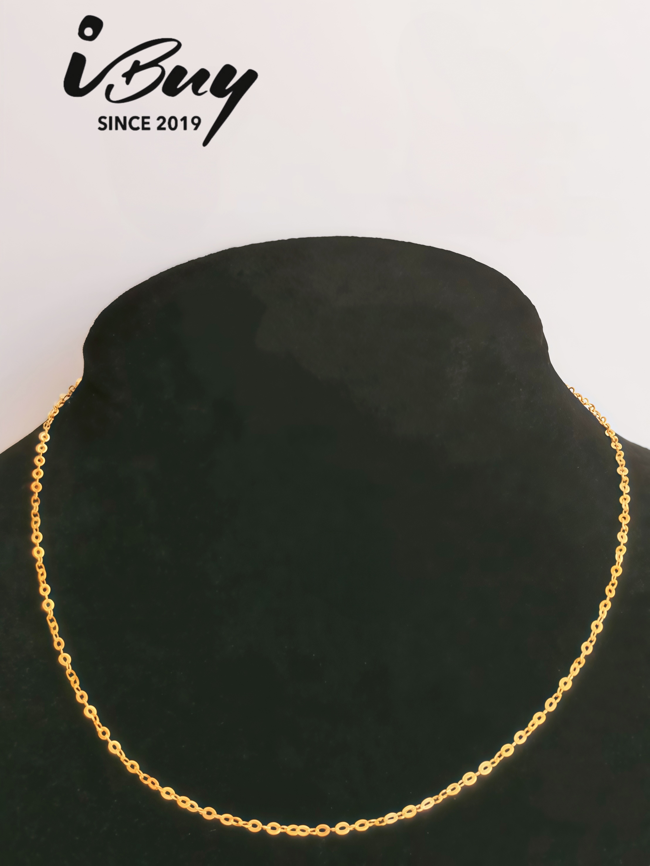 916 GOLD 1MM POLO CHAIN NECKLACE 916 金 1MM 万字项链