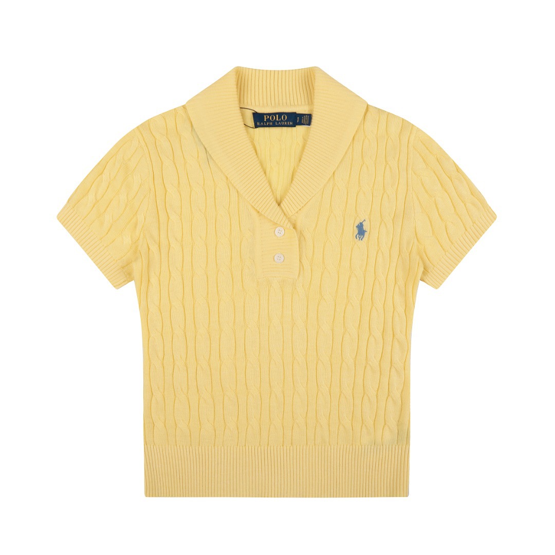 預訂 RL Polo 小馬刺繡麻花針織短袖棉衫 