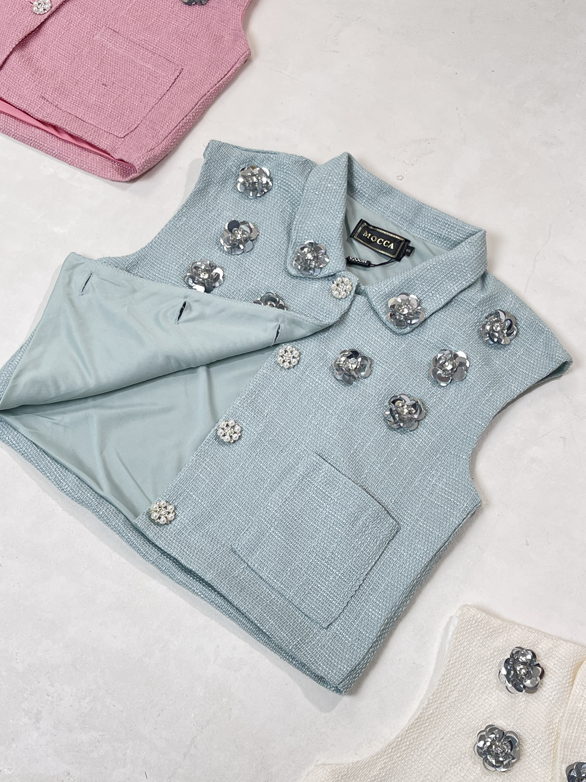 Pearl Bloom Tweed Top M98