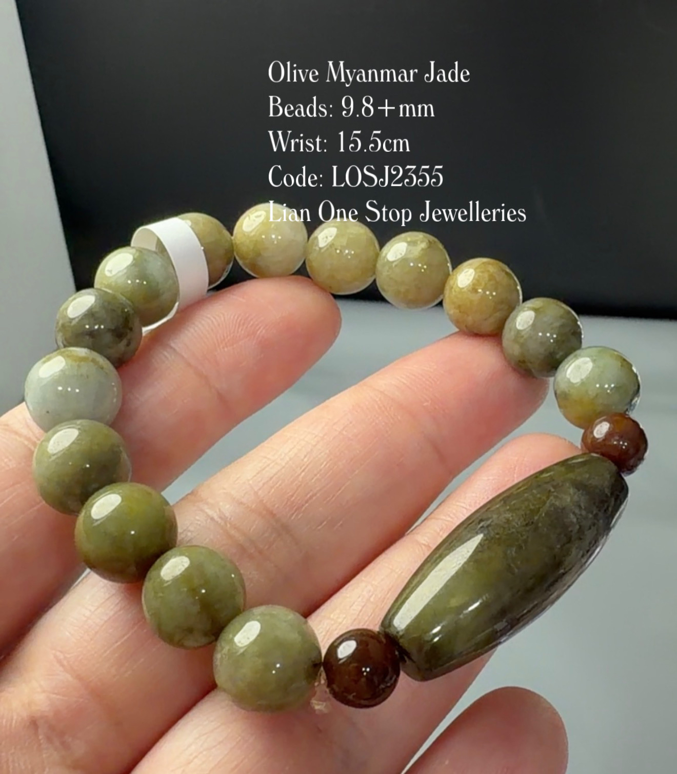 Code: LOSJ2355 Olive Myanmar Jade 9.8+mm