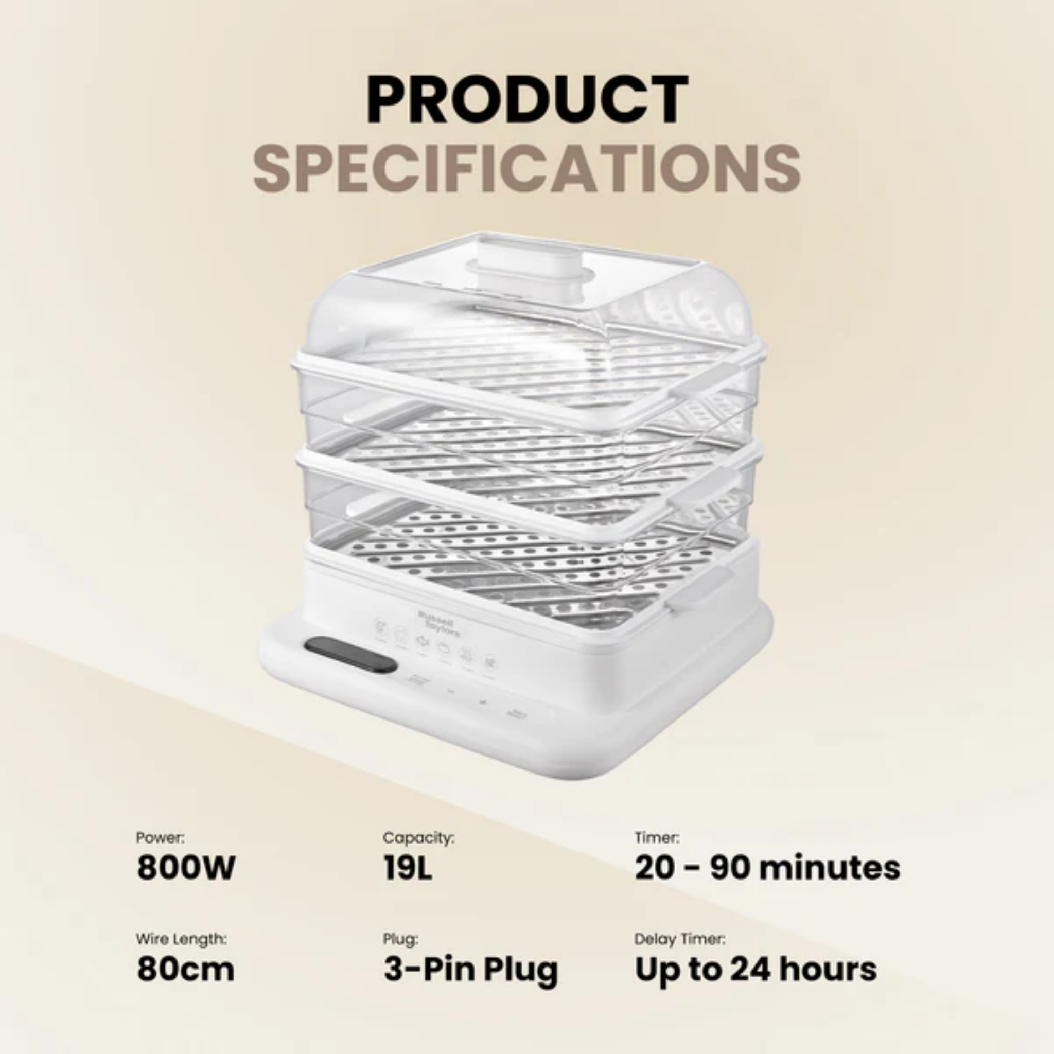 Russell Taylors 19L 3-Tier Food Steamer (MC30)
