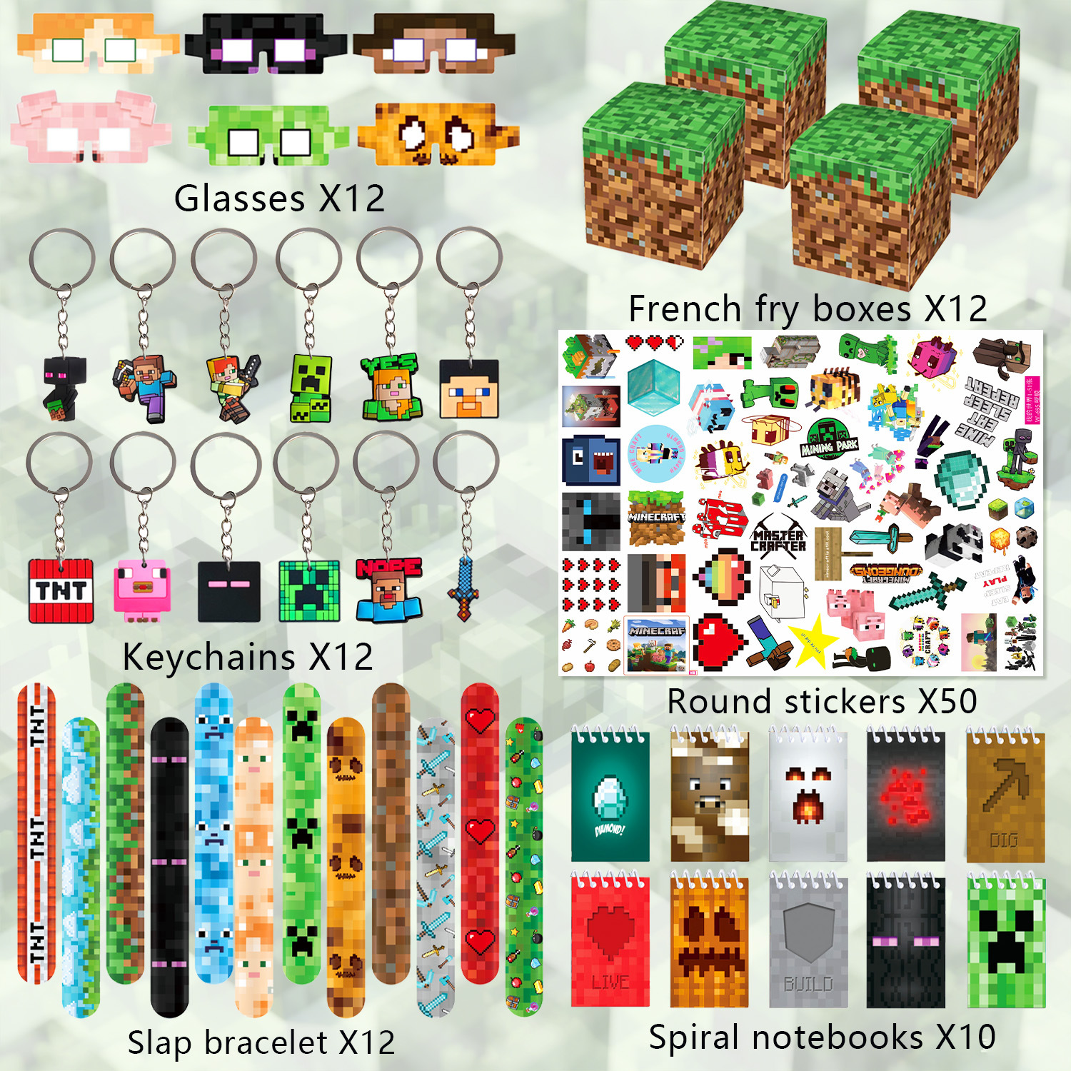 Minecraft 生日回禮套裝｜12位小朋友 Party Favor 禮物套裝｜生日派對小禮物｜香港現貨