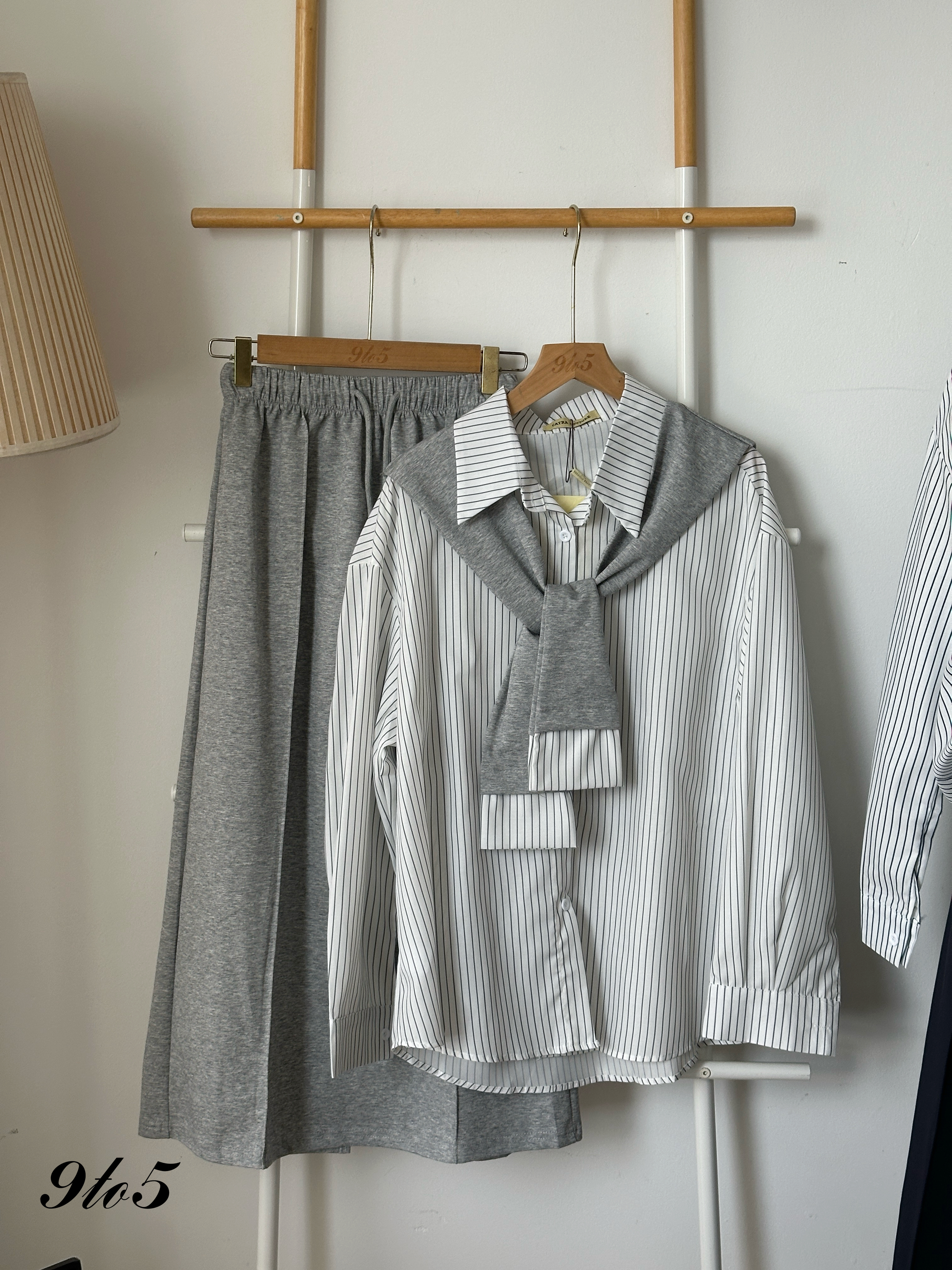 D2347 Preppy Style Matching Set - Blue & Grey