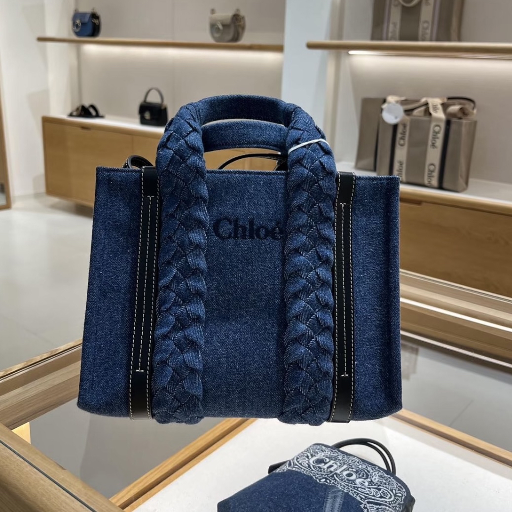 Chloe Blue Denim Small Woody ToteBag 