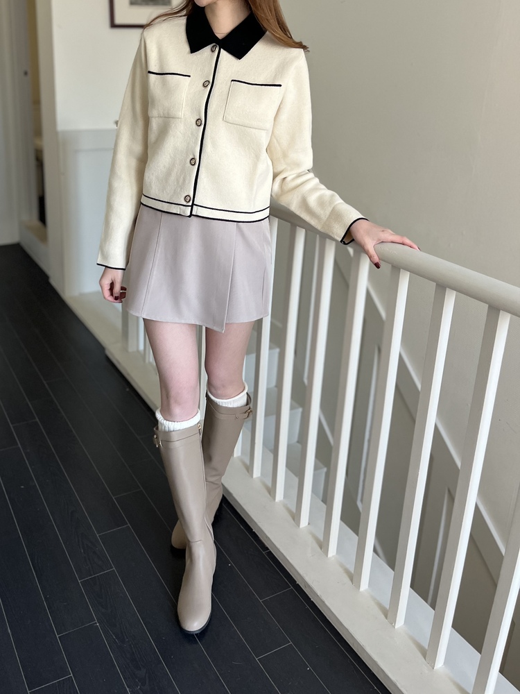 Elise Dual-Tone Cardigan (Cream)