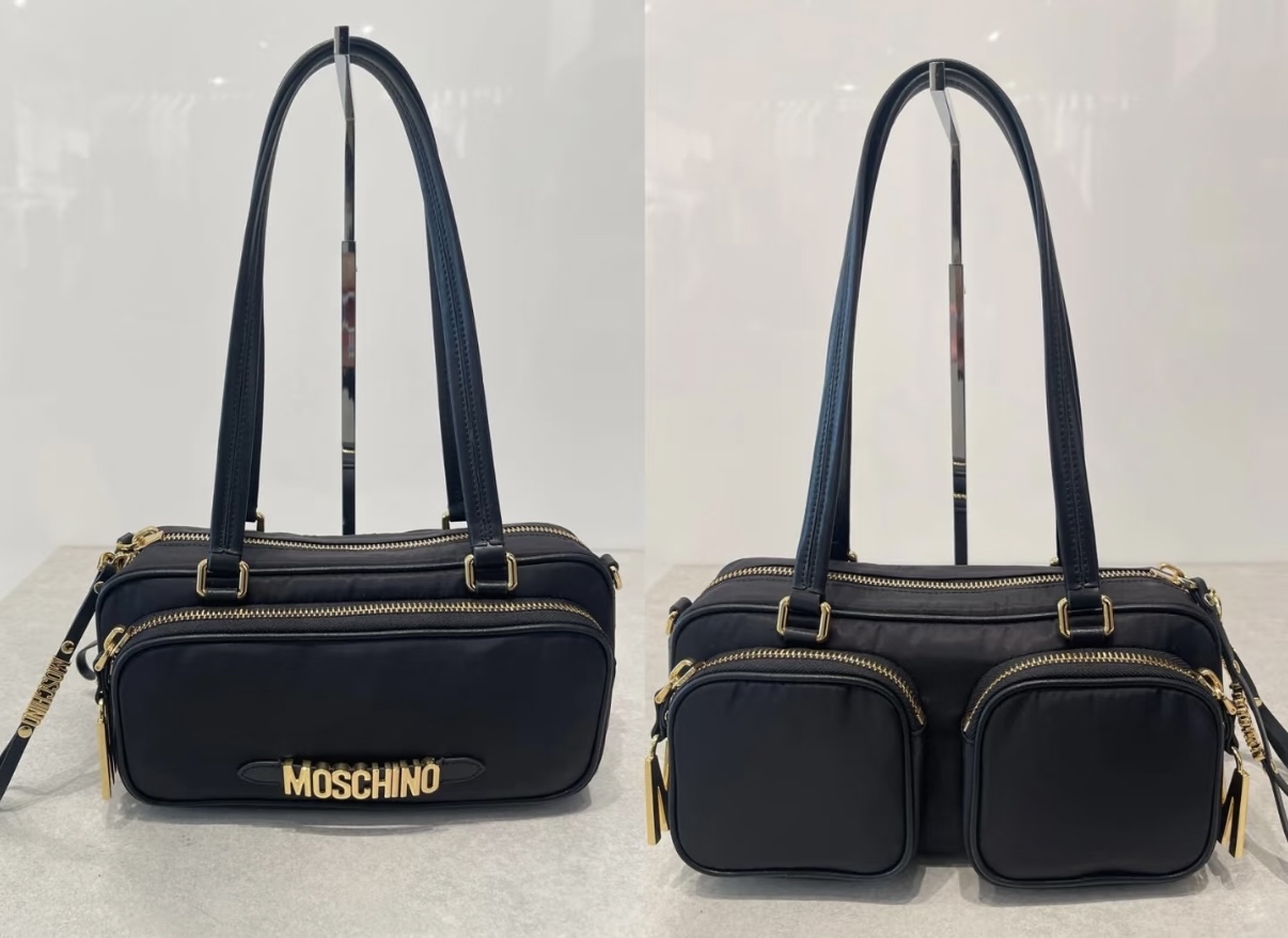 Moschino黑併金色Logo 橫版Totebag