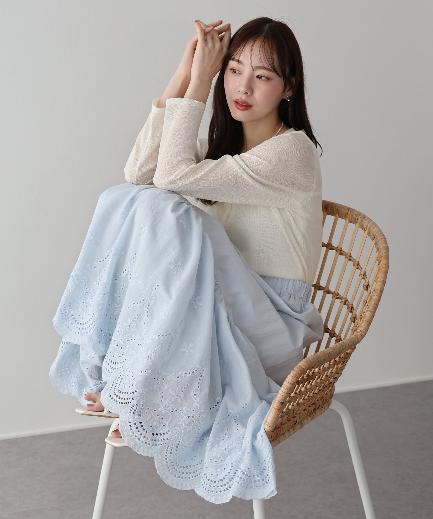 新色加入！<JP> Short/ Long v. 鏤空波浪～質感花紋刺繡裙* 3色入 <預購>