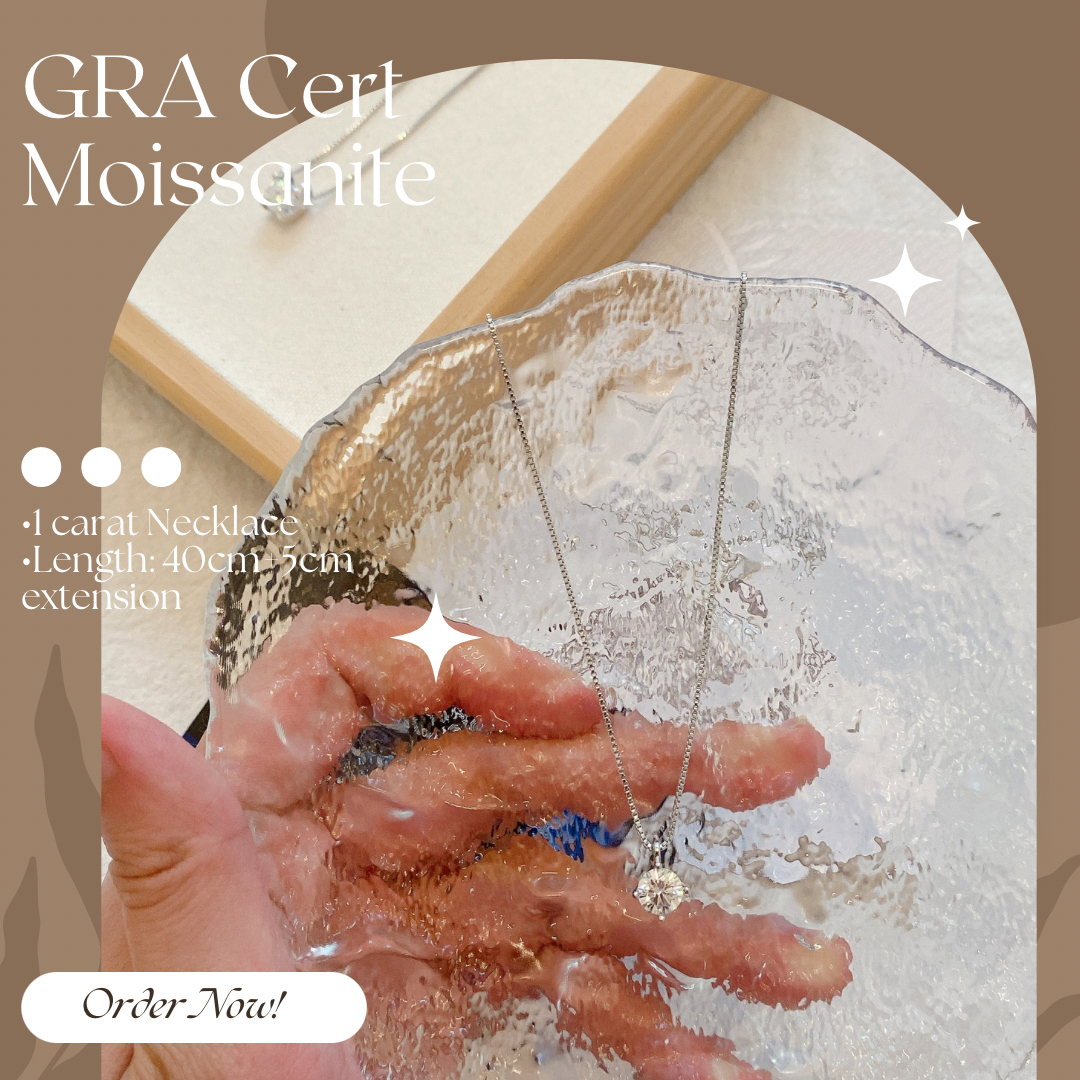 Moissanite Necklace with GRA Certification and Red Velvet Box  -  Shop Now
