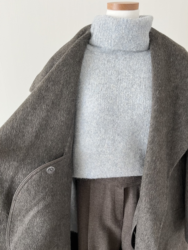 [70% Wool] Parisian Belted Wool Coat (Dark Grey)