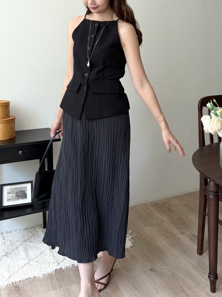 French Muse Vest Dress (Black)