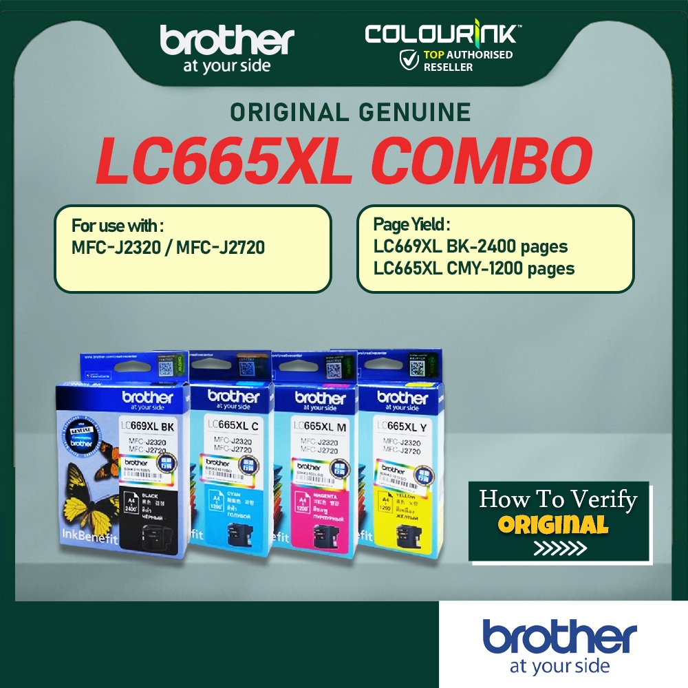 Brother LC669XL LC665XL Original Combo Set (BCMY) MFC-J2320/MFC-J2720 LC665 LC663 LC669