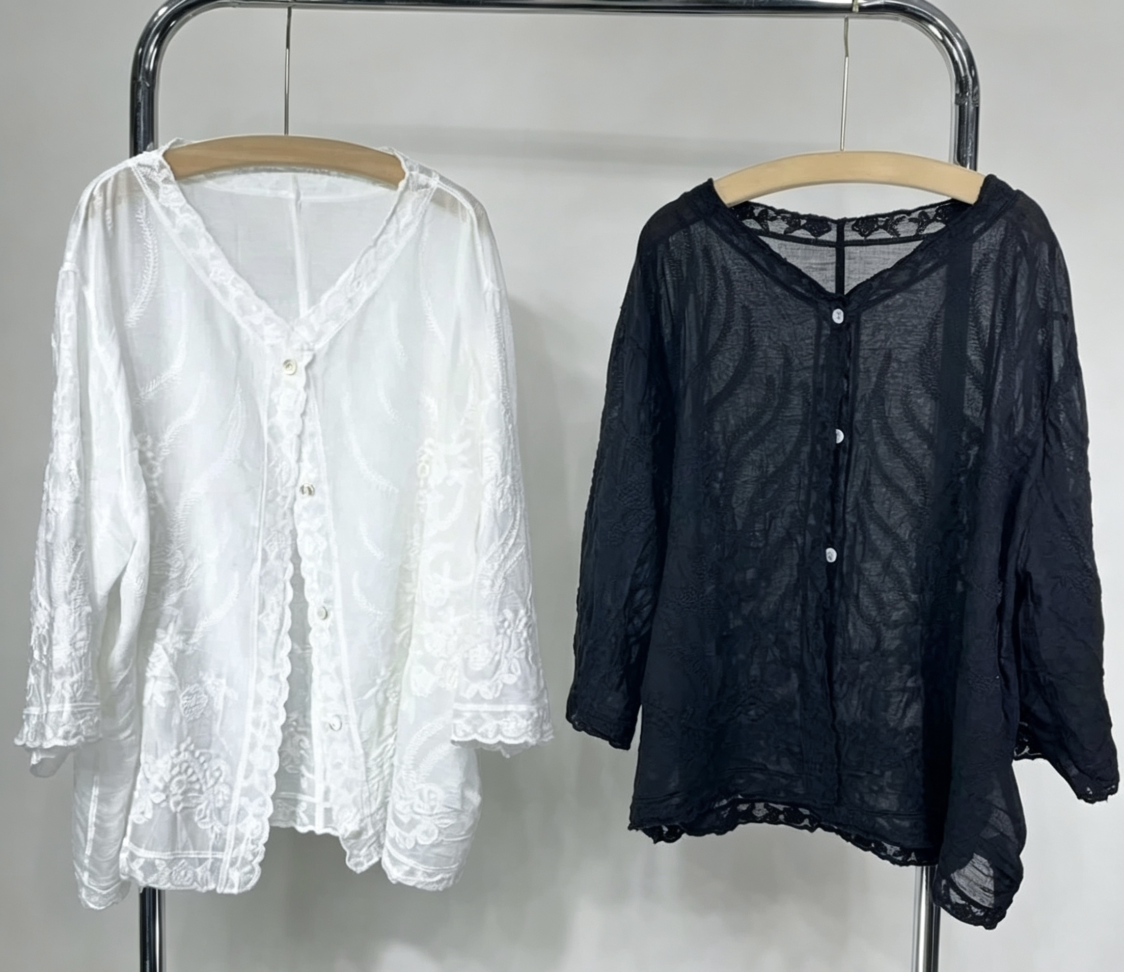 刺繡中袖薄外套