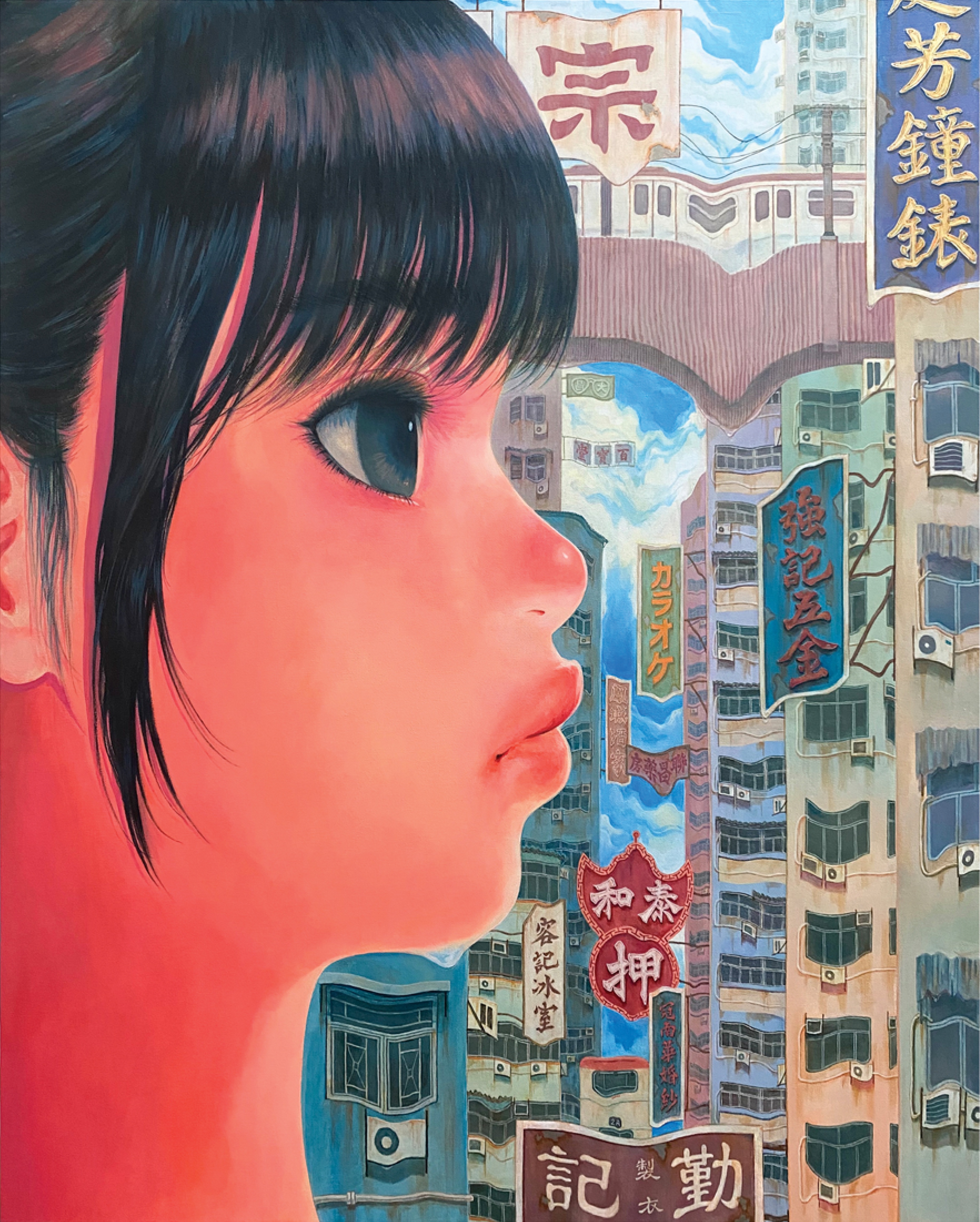 [ORIGINAL ART] K CHUNG - HONG KONG STREETS IN SUMMER